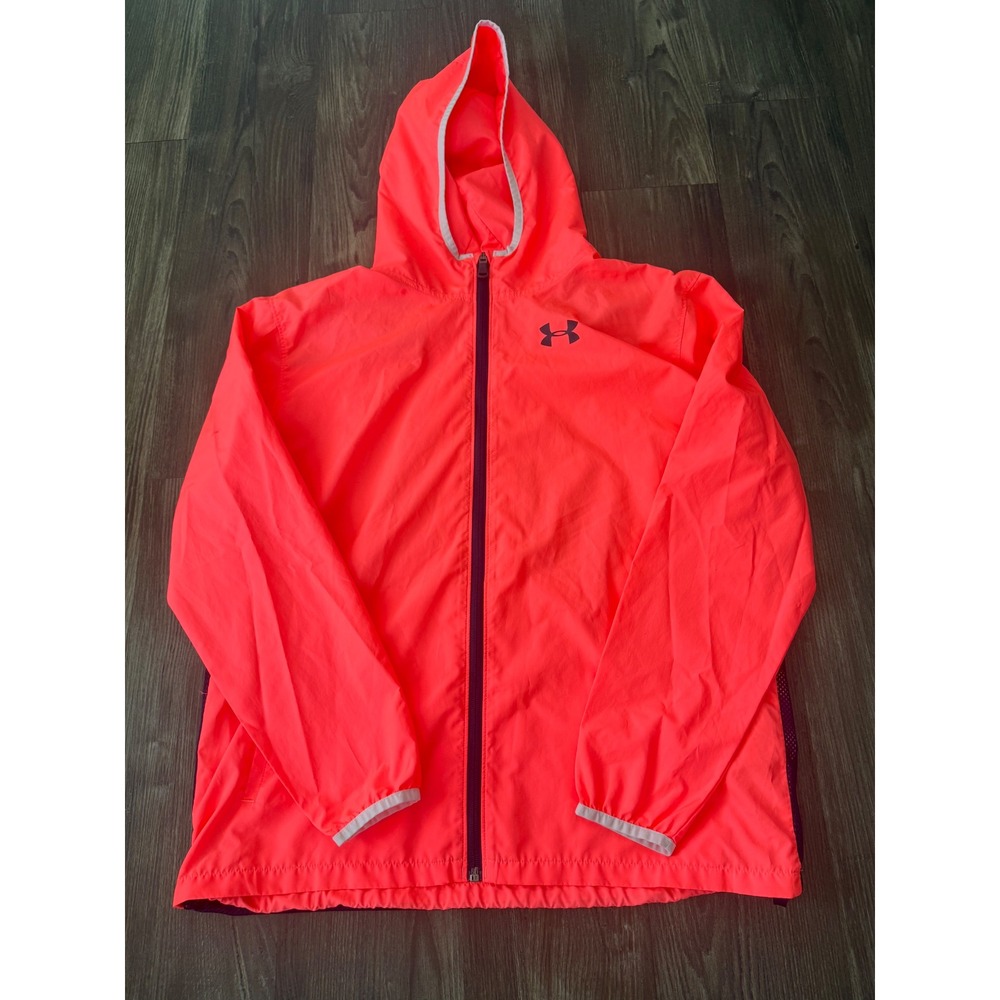 Youth XL women's small under armour wind rain jacket coat coral back to school
